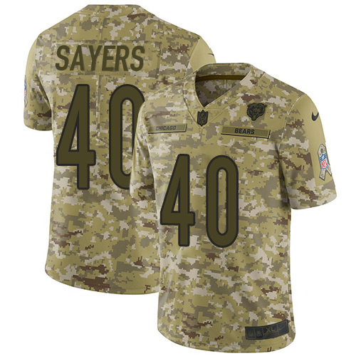 Chicago Bears #40 Gale Sayers Camo Men's Stitched Limited 2018 Salute To Service Jersey Men's