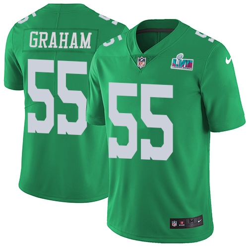Eagles #55 Brandon Graham Green Super Bowl LVII Patch Youth Stitched Limited Rush Jersey
