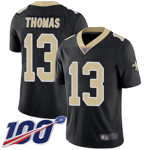 Saints #13 Michael Thomas Black Team Color Men's Stitched 100th Season Vapor Limited Jersey