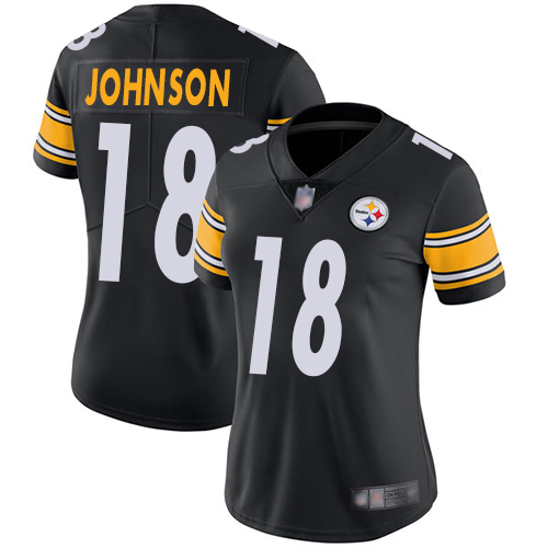 Pittsburgh Steelers #18 Diontae Johnson Black Team Color Women's Stitched Vapor Untouchable Limited Jersey Womens