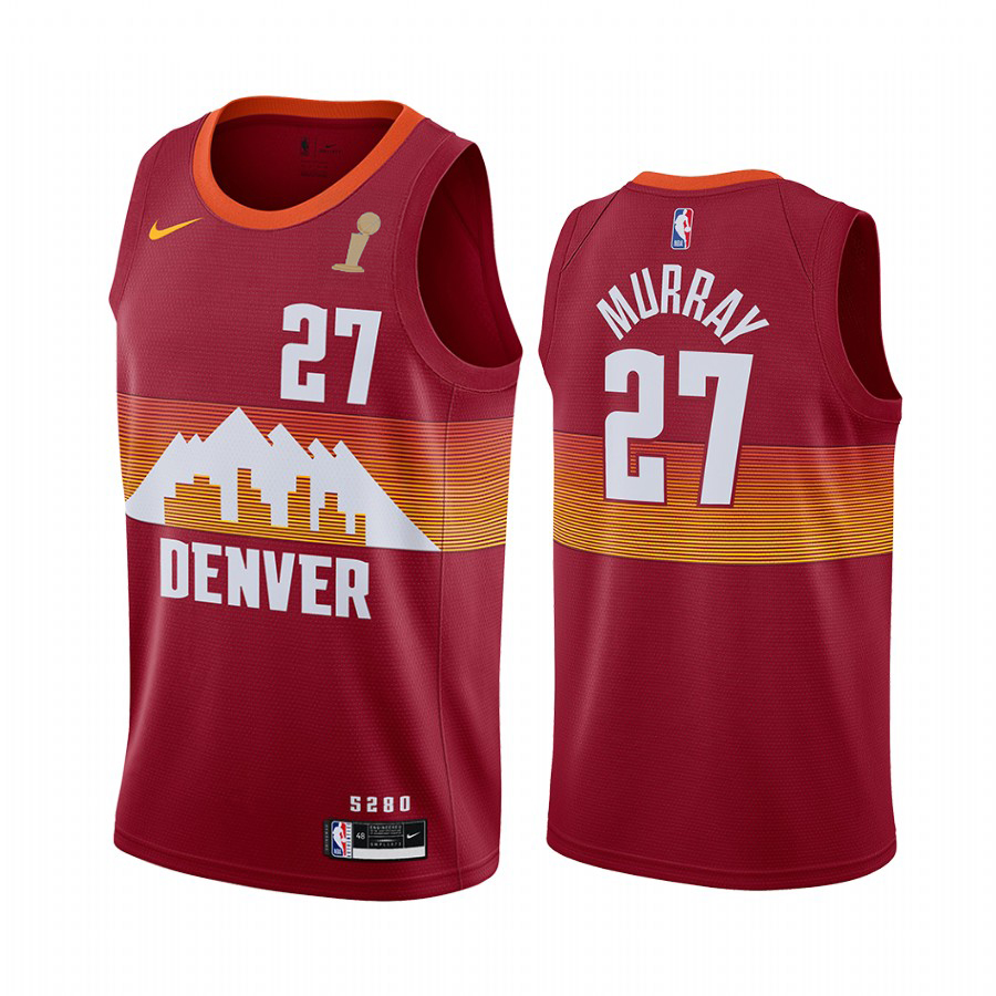 Nuggets #27 Jamal Murray Red Swingman Youth 2023 Finals Champions City Edition Jersey