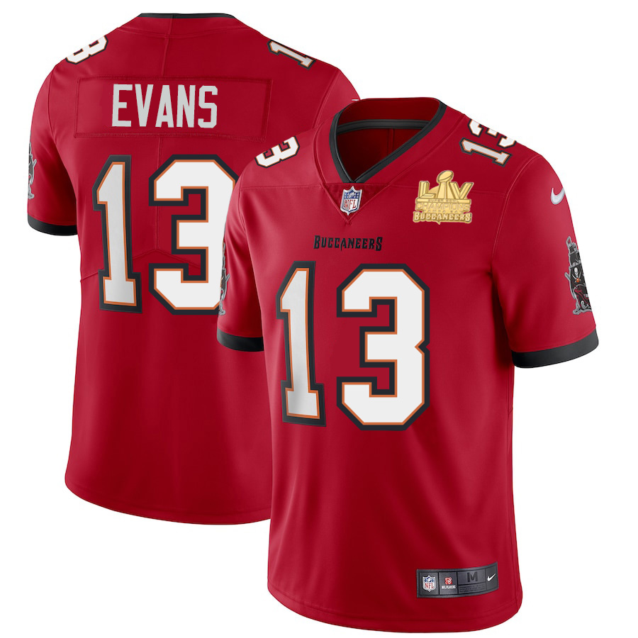 Tampa Bay Buccaneers #13 Mike Evans Youth Super Bowl LV Champions Patch Red Vapor Limited Jersey