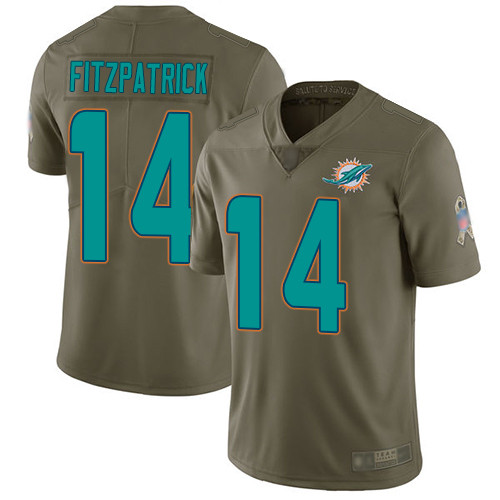 Miami Dolphins #14 Ryan Fitzpatrick Olive Men's Stitched Limited 2017 Salute to Service Jersey Men's