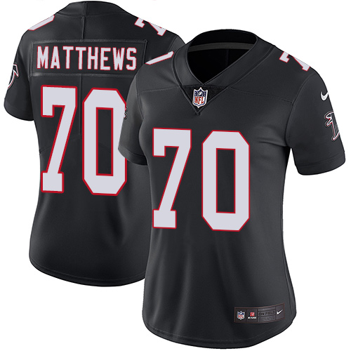 Atlanta Falcons #70 Jake Matthews Black Alternate Women's Stitched Vapor Untouchable Limited Jersey Womens