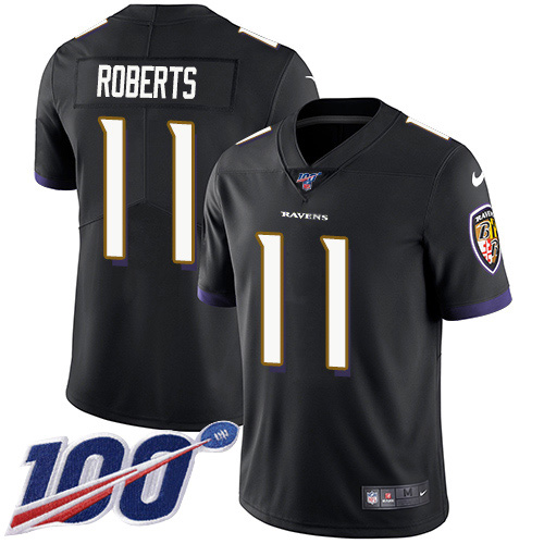 Baltimore Ravens #11 Seth Roberts Black Alternate Youth Stitched 100th Season Vapor Untouchable Limited Jersey Youth