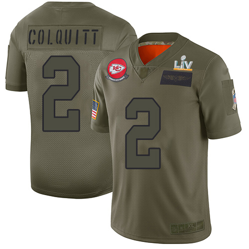 Kansas City Chiefs #2 Dustin Colquitt Camo Men's Super Bowl LV Bound Stitched Limited 2019 Salute To Service Jersey Men's