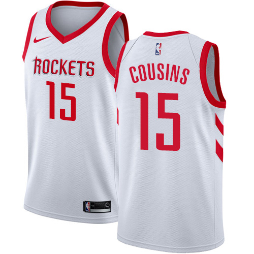 Houston Rockets #15 DeMarcus Cousins White Youth Swingman Association Edition Jersey Youth
