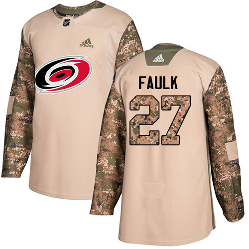 Adidas Carolina Hurricanes #27 Justin Faulk Camo Authentic 2017 Veterans Day Stitched Jersey Men's