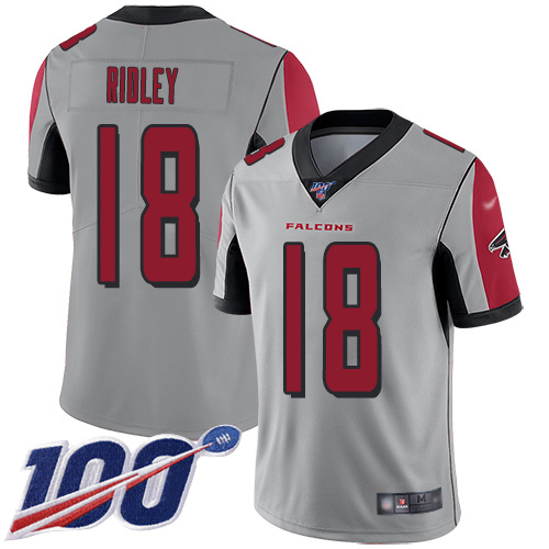 Falcons #18 Calvin Ridley Silver Youth Stitched Limited Inverted Legend 100th Season Jersey