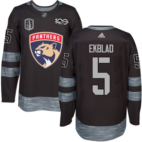 Adidas Lightning #5 Aaron Ekblad Black 2023 Stanley Cup Final Patch 100th Anniversary Stitched Youth Jersey