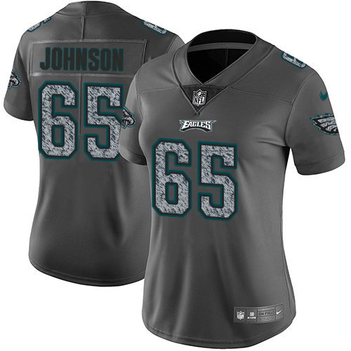 Philadelphia Eagles #65 Lane Johnson Gray Static Women's Stitched Vapor Untouchable Limited Jersey Womens