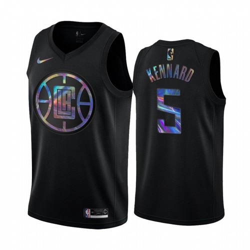 Los Angeles Clippers #5 Luke Kennard Mens Iridescent Holographic Collection Jersey - Black Mens