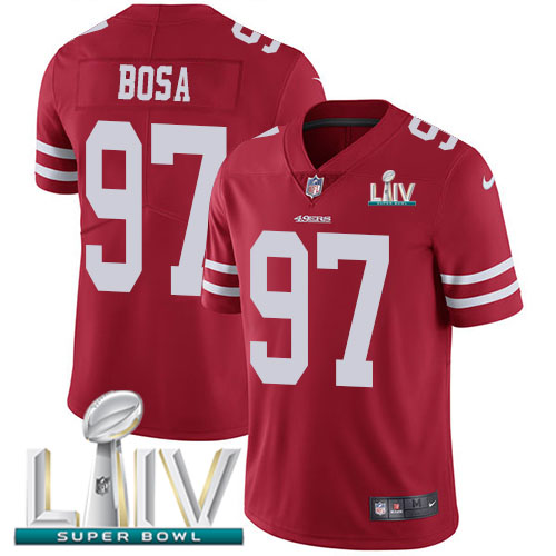 49ers #97 Nick Bosa Red Super Bowl LIV 2020 Team Color Men's Stitched Vapor Untouchable Limited Jersey