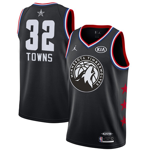 Minnesota Timberwolves #32 Karl-Anthony Towns Black Womens Jordan Swingman 2019 All-Star Game Jersey Womens