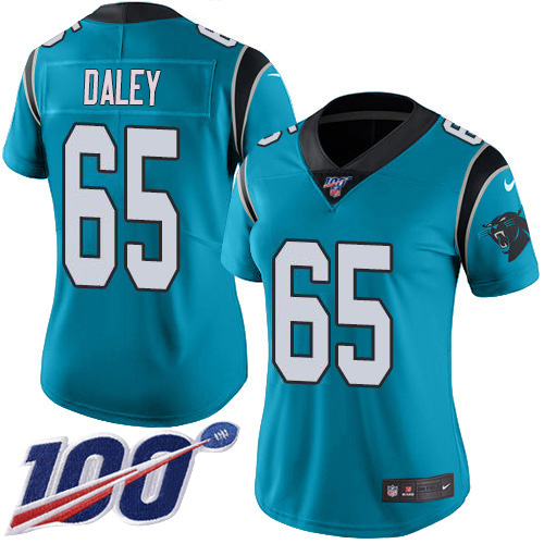 Carolina Panthers #65 Dennis Daley Blue Women's Stitched Limited Rush 100th Season Jersey Womens