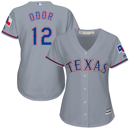 Texas Rangers #12 Rougned Odor Grey Road Women's Stitched Jersey Womens