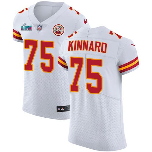 Chiefs #75 Darian Kinnard White Super Bowl LVII Patch Men's Stitched Vapor Untouchable Elite Jersey