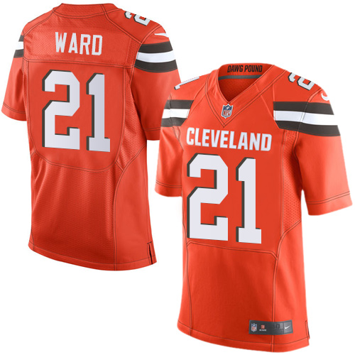 Browns #21 Denzel Ward Orange Alternate Men's Stitched Elite Jersey