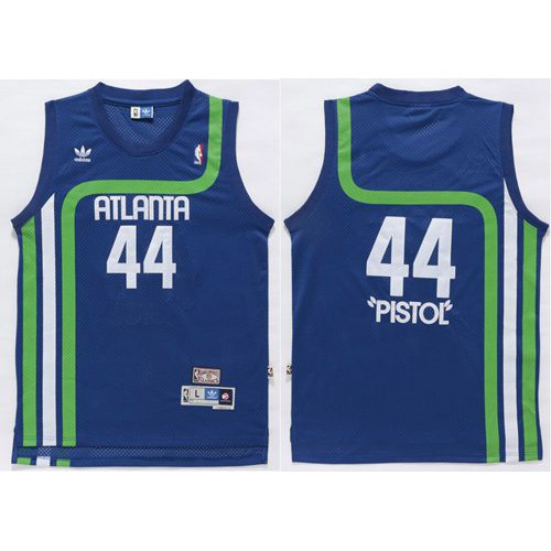 Atlanta Hawks #44 Pete Maravich Light Blue Pistol Soul Swingman Stitched Jersey Mens