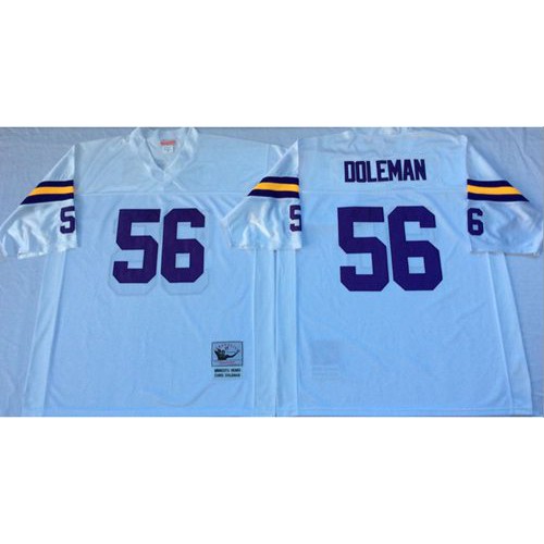 Mitchell And Ness Minnesota Vikings #56 Chris Doleman White Throwback Stitched Jersey Men's
