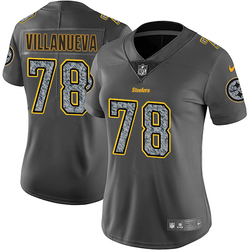 Pittsburgh Steelers #78 Alejandro Villanueva Gray Static Women's Stitched Vapor Untouchable Limited Jersey Womens