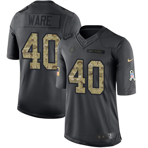 Indianapolis Colts #40 Spencer Ware Black Men's Stitched Limited 2016 Salute to Service Jersey Men's