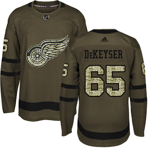 Adidas Detroit Red Wings #65 Danny DeKeyser Green Salute to Service Stitched Jersey Men's