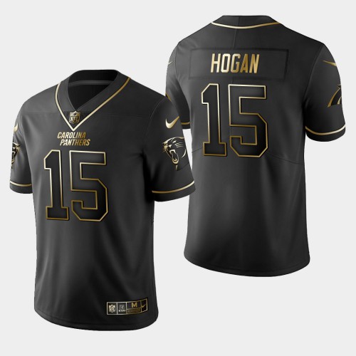Carolina Carolina Panthers #15 Chris Hogan Vapor Limited Black Golden Jersey Men's