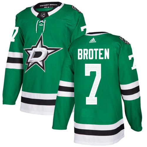 Adidas Dallas Stars #7 Neal Broten Green Home Authentic Stitched Jersey Men's