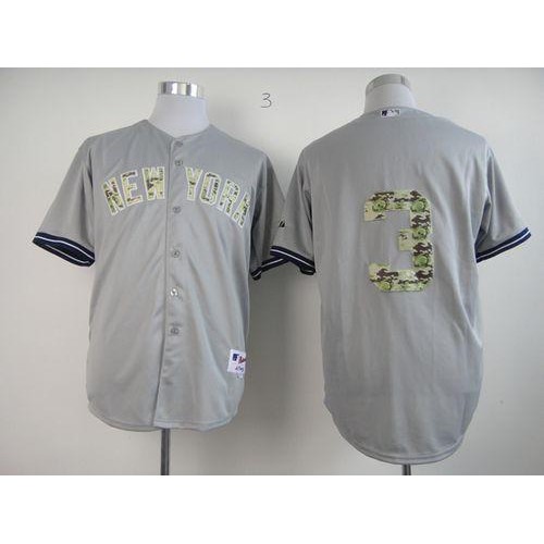 New York Yankees #3 Babe Ruth Grey USMC Cool Base Stitched Jersey Men's