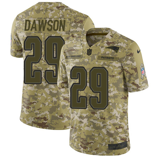New England Patriots #29 Duke Dawson Camo Youth Stitched Limited 2018 Salute to Service Jersey Youth