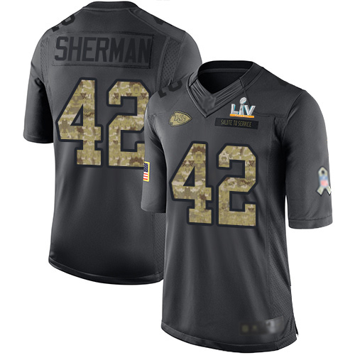 Kansas City Chiefs #42 Anthony Sherman Black Youth Super Bowl LV Bound Stitched Limited 2016 Salute to Service Jersey Youth