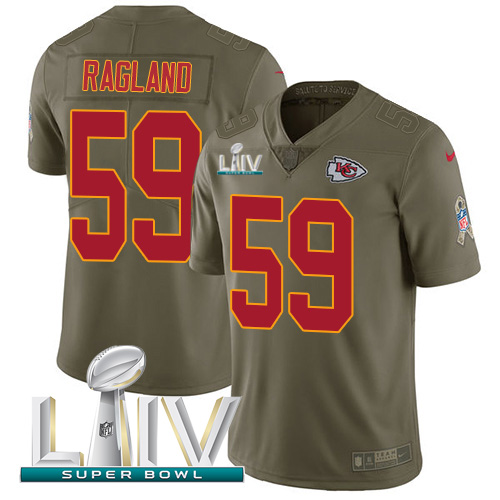 Kansas City Chiefs #59 Reggie Ragland Olive Super Bowl LIV 2020 Youth Stitched Limited 2017 Salute To Service Jersey Youth
