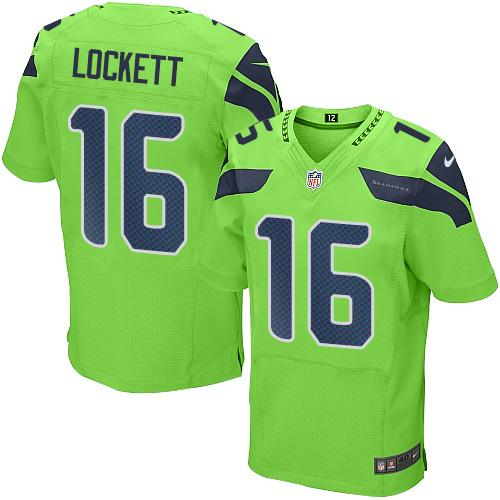 Seahawks #16 Tyler Lockett Green Men's Stitched Elite Rush Jersey