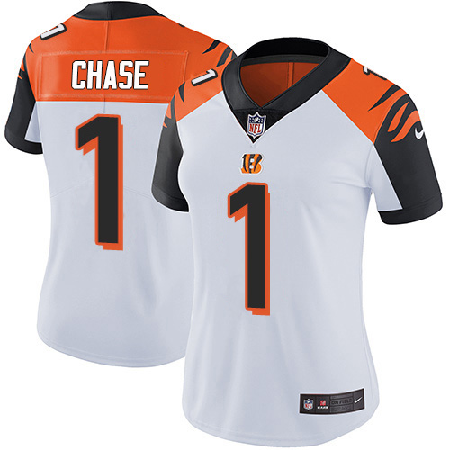 Bengals #1 Ja'Marr Chase White Women's Stitched Vapor Untouchable Limited Jersey