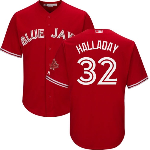 Toronto Blue Jays #32 Roy Halladay Red Cool Base Canada Day Stitched Youth Jersey Youth