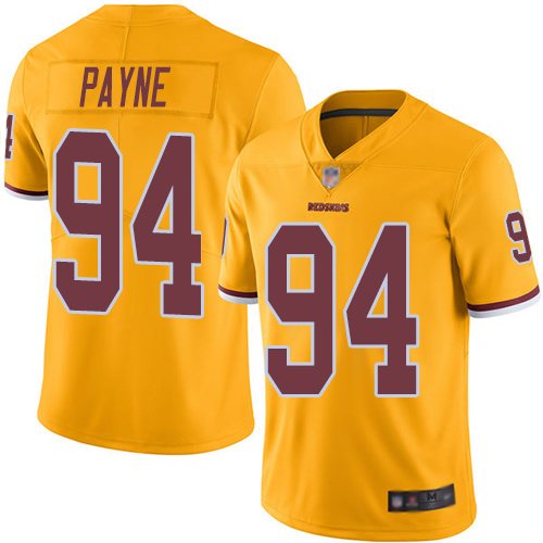 Washington Commanders #94 Da'Ron Payne Gold Youth Stitched Limited Rush Jersey Youth