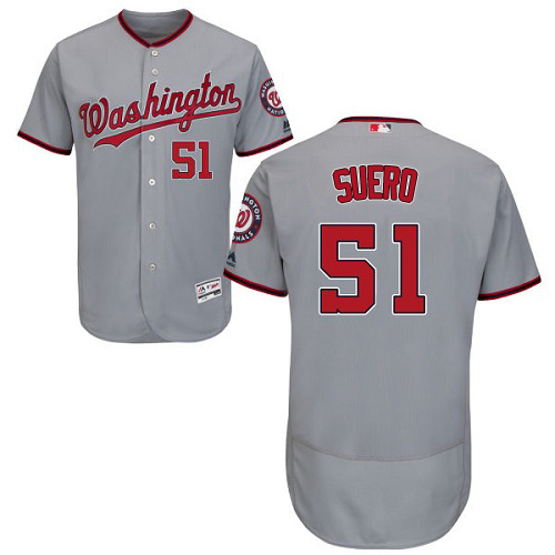 Washington Nationals #51 Wander Suero Grey Flexbase Authentic Collection Stitched Jersey Men's