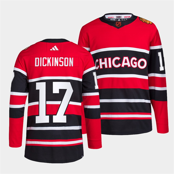 Chicago Blackhawks #17 Jason Dickinson Men's adidas Reverse Retro 2.0 Authentic Player Jersey - Red