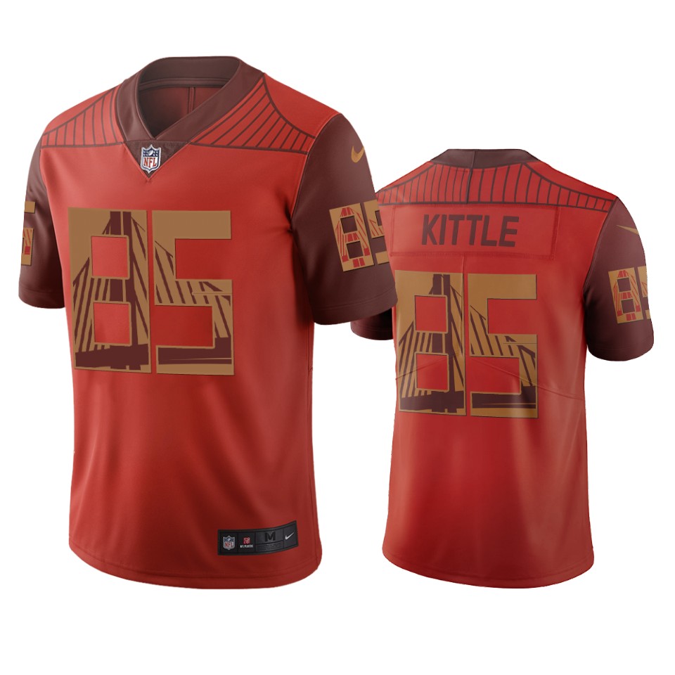 San Francisco 49ers #85 George Kittle Orange Vapor Limited City Edition Jersey