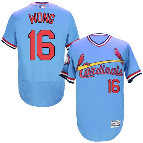 St.Louis Cardinals #16 Kolten Wong Light Blue Flexbase Authentic Collection Cooperstown Stitched Jersey Men's