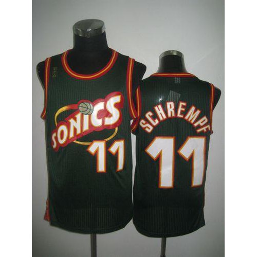 Oklahoma City Thunder #11 Detlef Schrempf Green SuperSonics Throwback Stitched Jersey Mens
