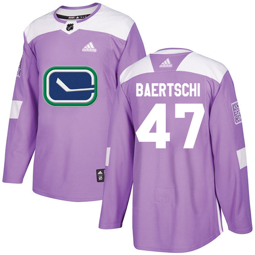 Adidas Vancouver Canucks #47 Sven Baertschi Purple Authentic Fights Cancer Youth Stitched Jersey Youth
