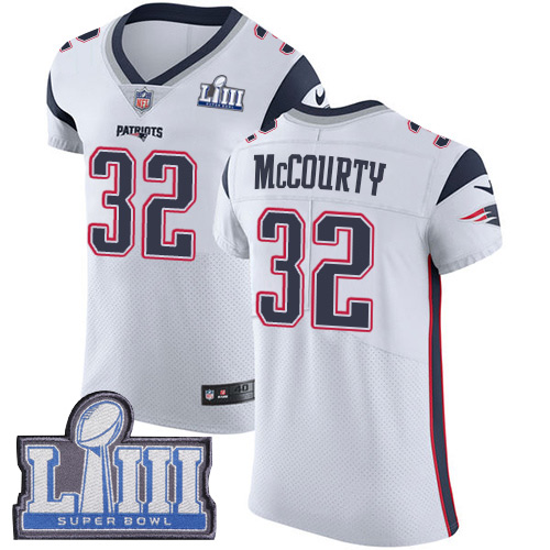 Patriots #32 Devin McCourty White Super Bowl LIII Bound Men's Stitched Vapor Untouchable Elite Jersey