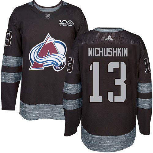 Adidas Colorado Avalanche #13 Valeri Nichushkin Black 1917-2017 100th Anniversary Stitched Jersey Men's