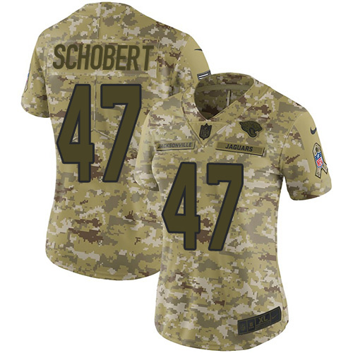 Jacksonville Jaguars #47 Joe Schobert Camo Women's Stitched Limited 2018 Salute To Service Jersey Womens