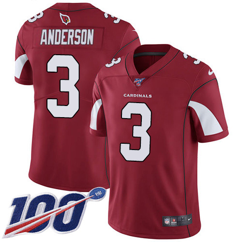 Arizona Cardinals #3 Drew Anderson Red Team Color Men's Stitched 100th Season Vapor Limited Jersey Men's