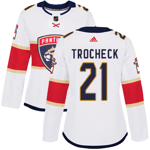 Adidas Florida Panthers #21 Vincent Trocheck White Road Authentic Women's Stitched Jersey Womens