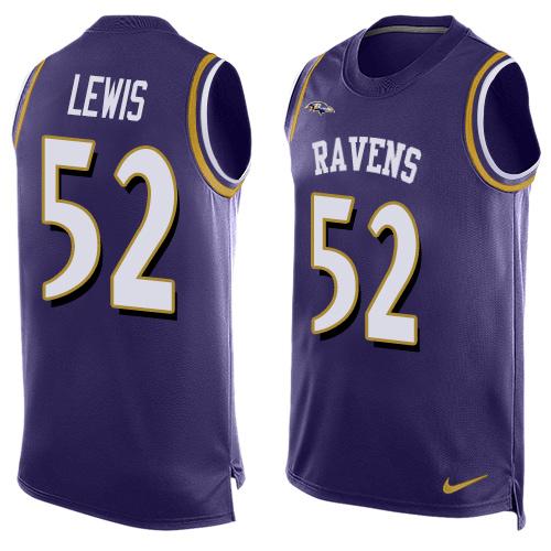 Ravens #52 Ray Lewis Purple Team Color Men's Stitched Limited Tank Top Jersey