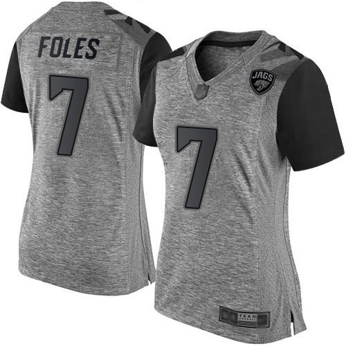 Jacksonville Jaguars #7 Nick Foles Gray Women's Stitched Limited Gridiron Gray Jersey Womens